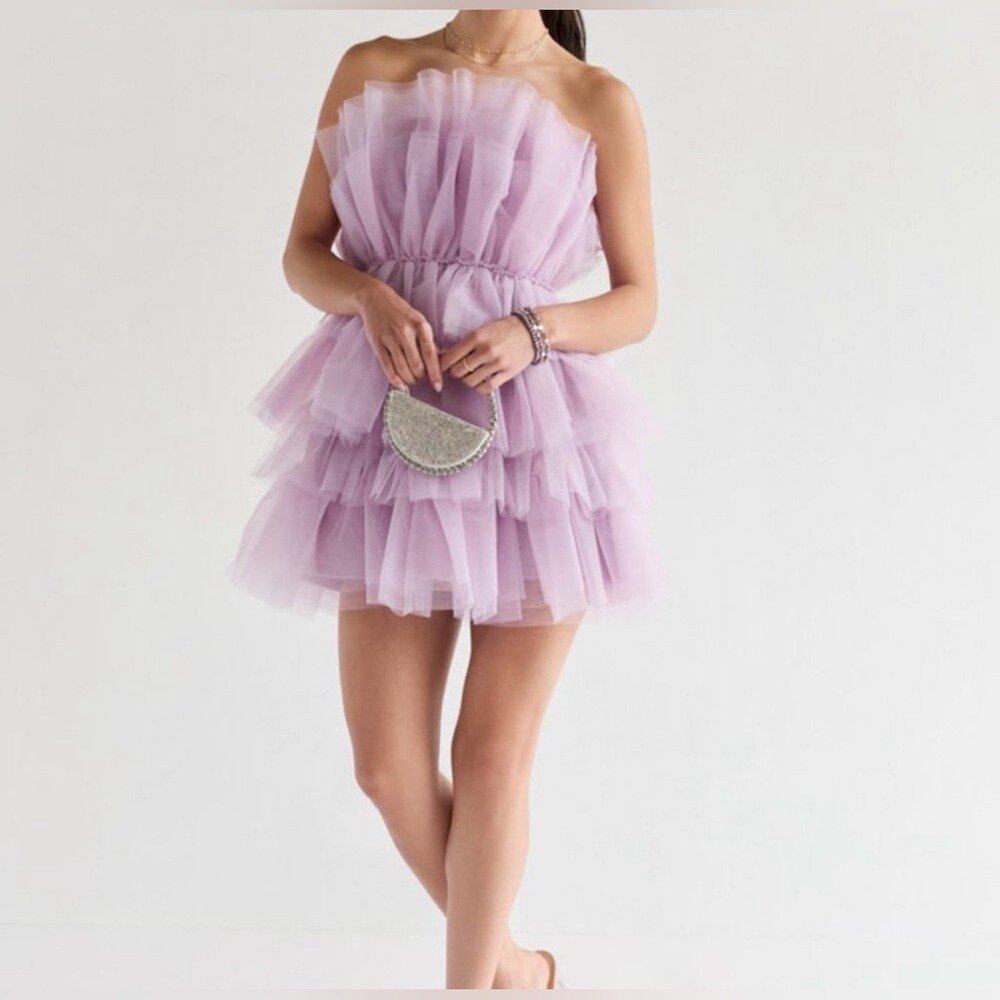 Lavender Suzie Tulle Tiered Mini Dress-NWT